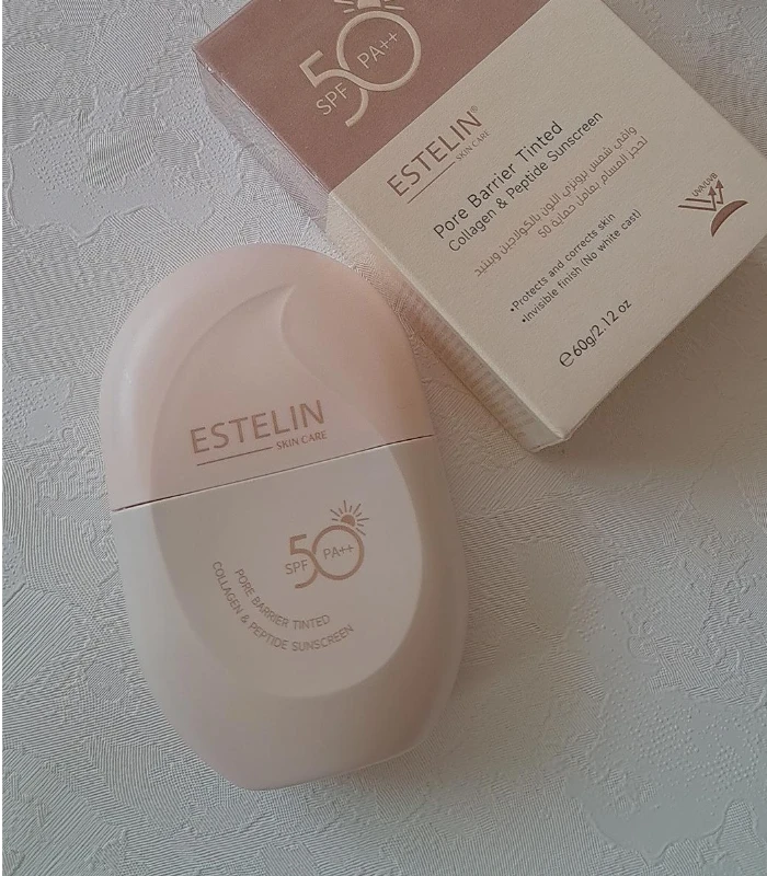 ضد آفتاب رنگی استلین SPF50+ مدل Collagen & Peptide  ضد آفتاب رنگی ESTELIN Collagen & Peptide Sunscreen 